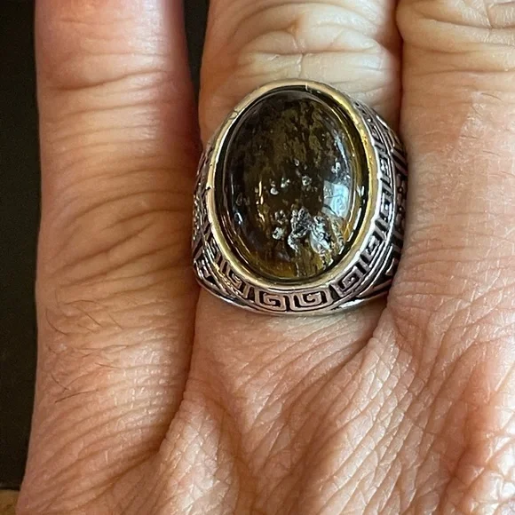 Tigers eye stone silver ring size 9 - Picture 8 of 9